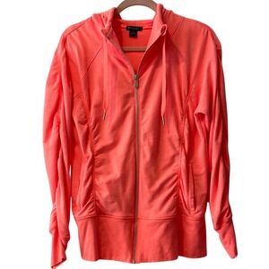Champion Women's Orange‎ Zip-Up Rouched Hoodie L
